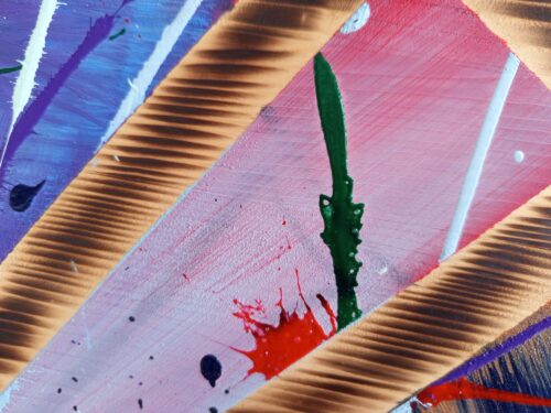 Opera su Legno "Rinascita tra le Fiamme" - Misure 100 x 50 cm - immagine 2