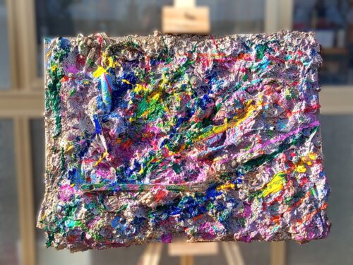 OPERA SU TELA CON MATERICO "Ribellione Cromatica" 58 x 78 cm