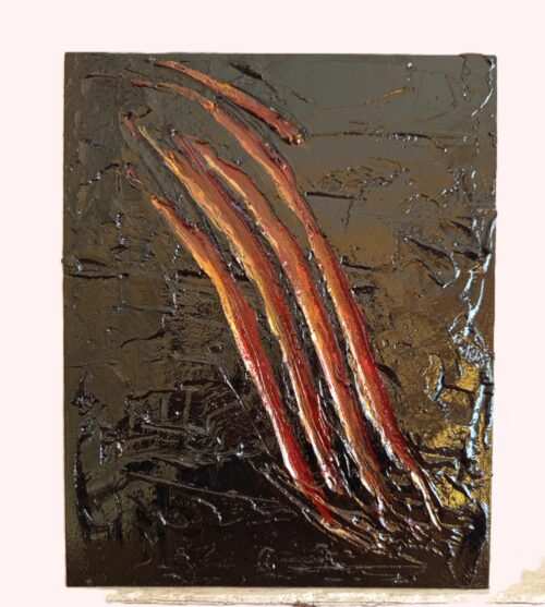 OPERA SU TELA CON MATERICO E ACRILICO "Lacerazione" 58x 68 cm