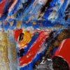 Opera contemporanea che esplora forme e colori in un dialogo visivo innovativo.