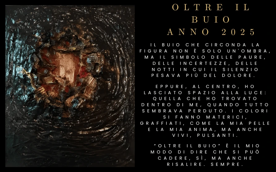 Opera "Oltre il buio": un'esplorazione visiva delle emozioni attraverso ombre e luci.