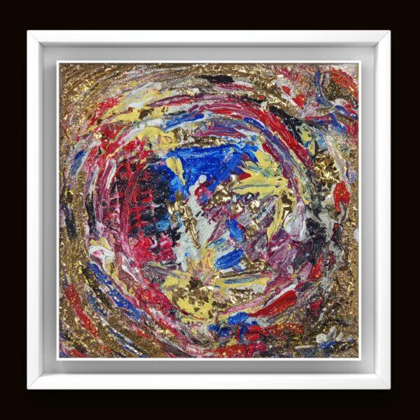Opera contemporanea di un artista, espressione di emozioni e colori vibranti.