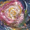 Opera astratta che esprime emozioni attraverso colori vivaci e forme dinamiche.