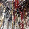 Opera astratta di un artista contemporaneo, colori vivaci e forme dinamiche.