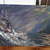 Opera astratta di un artista contemporaneo, colori vivaci e forme dinamiche.