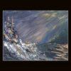 Opera astratta di un artista contemporaneo, colori vivaci e forme dinamiche.
