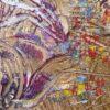Opera astratta di un artista contemporaneo, colori vivaci e forme fluide.