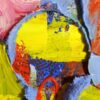 Opera astratta dell'artista, colori vivaci e forme dinamiche si intrecciano in un'interpretazione moderna.