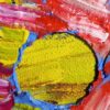 Opera astratta di un artista contemporaneo, colori vivaci e forme dinamiche.