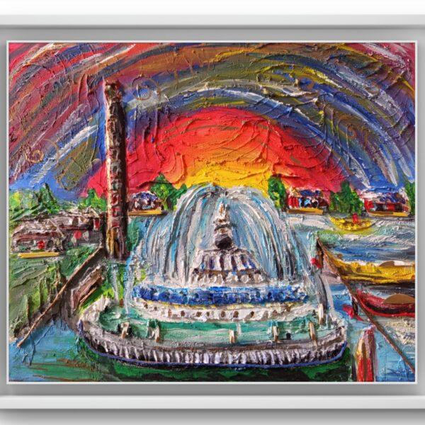 Opera contemporanea che esplora emozioni attraverso colori vivaci e forme astratte.