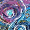 Opera astratta di un artista contemporaneo, colori vivaci e forme dinamiche.