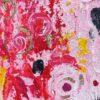 Opera astratta di un artista contemporaneo, colori vivaci e forme dinamiche.