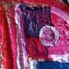 Opera astratta di un artista contemporaneo, colori vivaci e forme dinamiche.