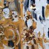 Opera astratta di un artista contemporaneo, colori vivaci e forme dinamiche.