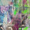 Opera astratta di un artista contemporaneo, colori vivaci e forme dinamiche.