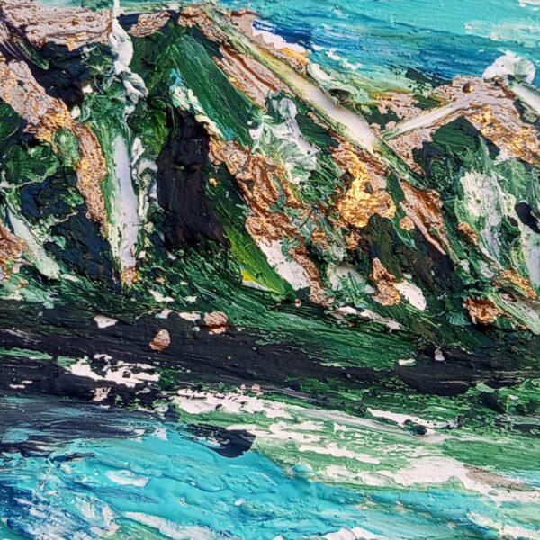 Opera astratta che esplora forme e colori vibranti.