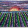 Opera astratta di un artista contemporaneo, colori vivaci e forme dinamiche.